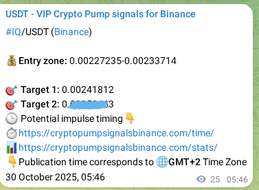 Binance trading signal proof for IQ pump, 30 October 2025, 06:26 Binance trading signal proof for IQ pump, 30 October 2025, 06:26