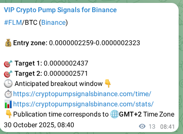 Crypto market signal proof: FLM pump on Binance, 30 October 2025, 08:30