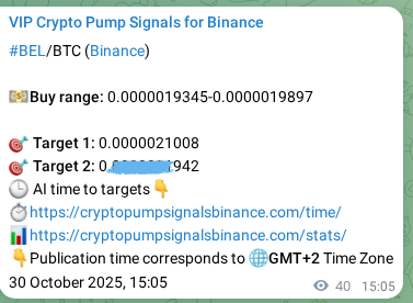 BEL pump signal verification from Binance, timestamp: 30 October 2025, 16:11