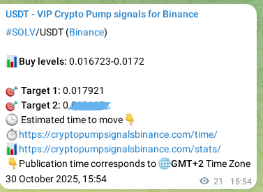 Crypto pump signal proof: Verify SOLV on Binance, 30 October 2025, 16:27 Crypto pump signal proof: SOLV on Binance, 30 October 2025, 16:27