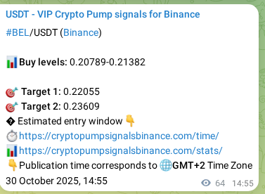 Signal verification: Confirm BEL pump on Binance at 30 October 2025, 16:41 Signal verification: BEL pump on Binance at 30 October 2025, 16:41