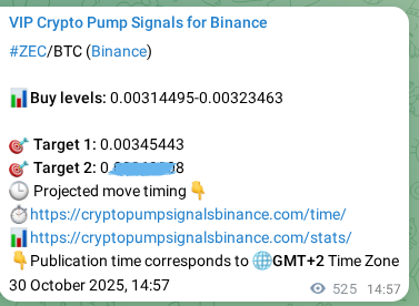 Check out the Binance pump signal proof for ZEC on 31 October 2025, 05:30 Binance pump signal proof for ZEC on 31 October 2025, 05:30
