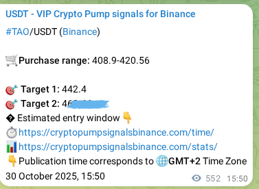 See the authenticated proof of TAO's pump signal on Binance, 31 October 2025, 06:59 Authenticated proof of TAO's pump signal on Binance, 31 October 2025, 06:59