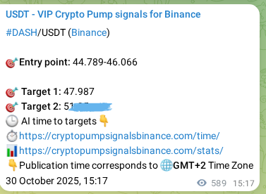 Authenticate the signal for DASH pump on Binance at 31 October 2025, 07:28 Signal authentication: DASH pump on Binance at 31 October 2025, 07:28