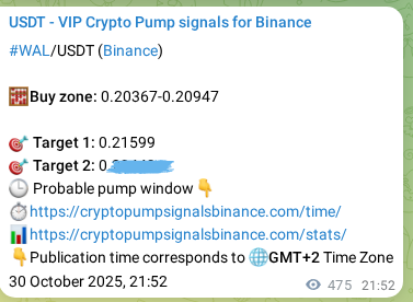 View the signal verification for WAL on Binance, 31 October 2025, 11:02 WAL signal verification on Binance, 31 October 2025, 11:02