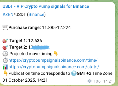 Binance exchange signal proof for ZEN, 31 October 2025, 17:14 Binance exchange signal proof for ZEN, 31 October 2025, 17:14