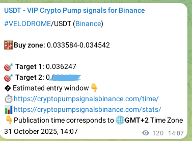 Market signal verification: VELODROME on Binance at 31 October 2025, 17:26 Market signal verification: VELODROME on Binance at 31 October 2025, 17:26