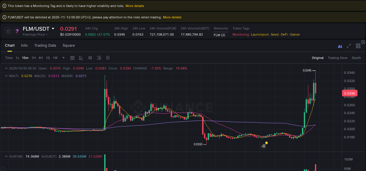 Learn about the FLM price movement analysis from Binance, 30 October 2025, 09:00 FLM trading report showing pump trends on Binance, 30 October 2025, 09:00