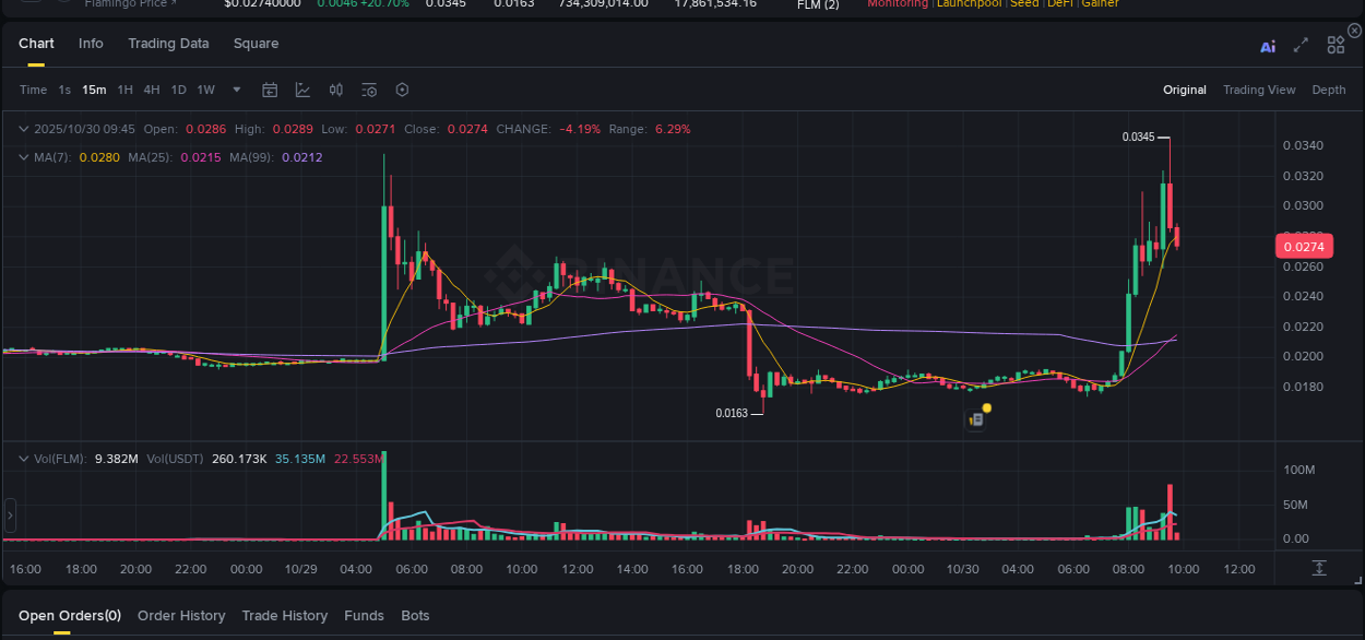 Discover the Binance pump data for FLM at 30 October 2025, 09:03 Binance pump overview for FLM, captured at 30 October 2025, 09:03