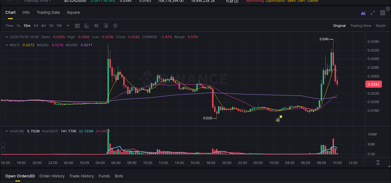 Gain insights into FLM's pump activity on Binance, 30 October 2025, 09:30 Detailed analysis of FLM's price surge on Binance, 30 October 2025, 09:30