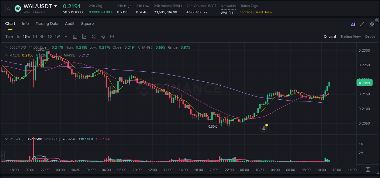 Get real-time analytics of WAL pump on Binance, 31 October 2025, 11:02 Real-time analytics of WAL pump on Binance, 31 October 2025, 11:02