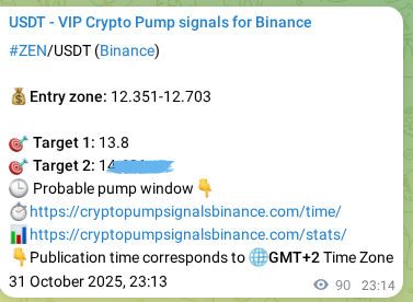View the proof of ZEN pump signal on Binance at 01 November 2025, 01:42 Proof of ZEN pump signal on Binance at 01 November 2025, 01:42