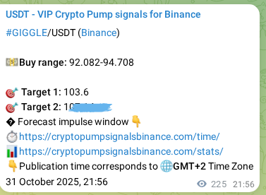 Signal verification: Confirm GIGGLE pump on Binance at 01 November 2025, 04:10 Signal verification: GIGGLE pump on Binance at 01 November 2025, 04:10