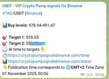 See the verification image for TAO pump signal on Binance at 01 November 2025, 08:30 Verification image for TAO pump signal on Binance at 01 November 2025, 08:30