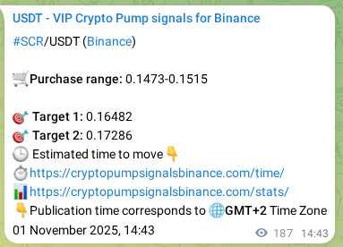 Binance trading signal proof for SCR pump, 01 November 2025, 19:55 Binance trading signal proof for SCR pump, 01 November 2025, 19:55