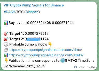 Signal verification: DASH pump on Binance at 02 November 2025, 08:40