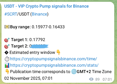 Binance exchange signal proof for SCRT, 02 November 2025, 09:28 Binance exchange signal proof for SCRT, 02 November 2025, 09:28