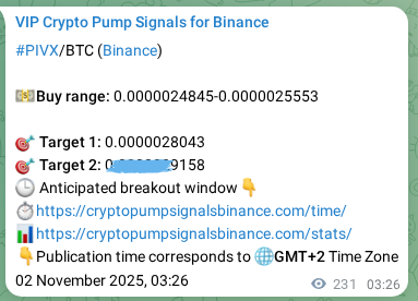 Binance exchange signal proof for PIVX, 02 November 2025, 09:43