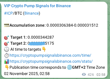 Authenticated ICP pump signal on Binance, 02 November 2025, 14:48