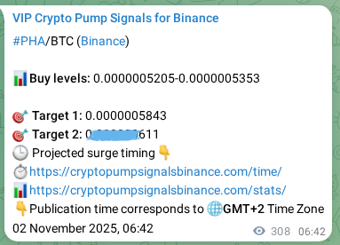 Binance signal verification for PHA pump, 02 November 2025, 15:15