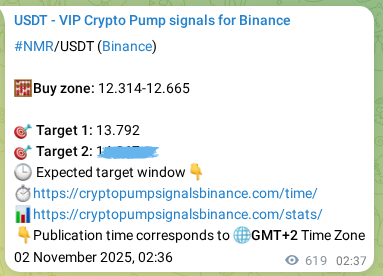 View the trading signal verification for NMR pump from Binance, 02 November 2025, 19:47 Trading signal verification: NMR pump from Binance, 02 November 2025, 19:47
