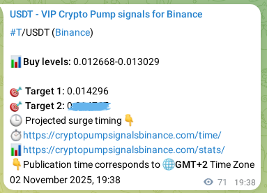 Confirm the crypto trading signal for T pump on Binance, 02 November 2025, 21:36 Crypto trading signal confirmation: T pump on Binance, 02 November 2025, 21:36