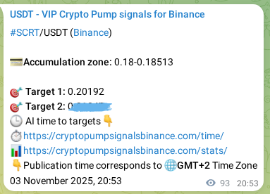 Crypto pump signal proof: Verify SCRT on Binance, 03 November 2025, 23:27 Crypto pump signal proof: SCRT on Binance, 03 November 2025, 23:27