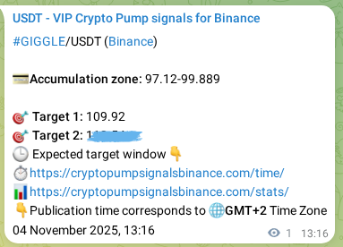 View the proof of GIGGLE pump signal on Binance at 04 November 2025, 13:17 Proof of GIGGLE pump signal on Binance at 04 November 2025, 13:17