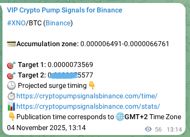 Proof of XNO pump signal on Binance at 04 November 2025, 14:46