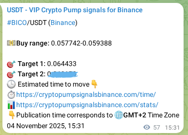 Binance trading signal proof for BICO pump, 04 November 2025, 17:05 Binance trading signal proof for BICO pump, 04 November 2025, 17:05