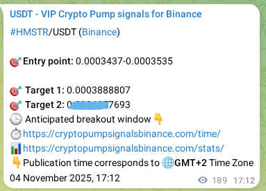 Crypto trading signal proof: HMSTR pump on Binance, 04 November 2025, 22:11 Crypto trading signal proof: HMSTR pump on Binance, 04 November 2025, 22:11