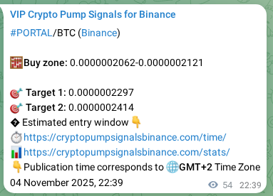 Binance signal verification for PORTAL pump, 05 November 2025, 00:08