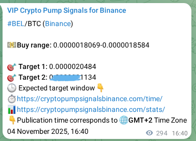 Trading signal confirmation: BEL pump on Binance at 05 November 2025, 00:47