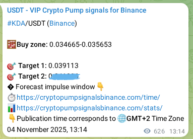 Crypto trading signal proof: KDA pump on Binance, 05 November 2025, 06:36 Crypto trading signal proof: KDA pump on Binance, 05 November 2025, 06:36