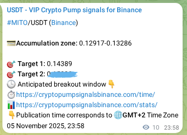Crypto market signal proof: MITO pump on Binance, 05 November 2025, 23:56 Crypto market signal proof: MITO pump on Binance, 05 November 2025, 23:56