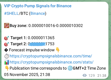 Proof of SHELL pump signal on Binance at 06 November 2025, 01:12