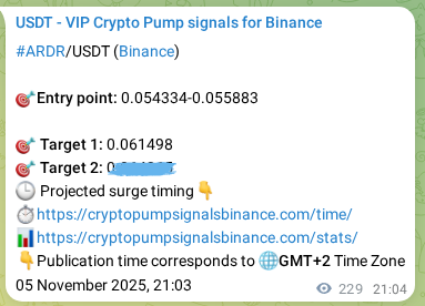 Binance trading signal proof for ARDR pump, 06 November 2025, 03:24 Binance trading signal proof for ARDR pump, 06 November 2025, 03:24