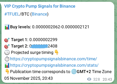 Authenticated proof of TFUEL's pump signal on Binance at 06 November 2025, 05:50