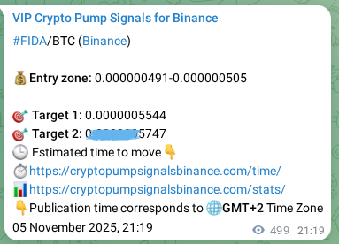 Crypto market signal proof: FIDA pump on Binance, 06 November 2025, 11:11