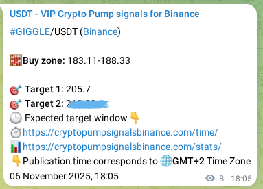 View the proof of GIGGLE pump signal on Binance at 06 November 2025, 18:17 Proof of GIGGLE pump signal on Binance at 06 November 2025, 18:17
