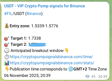 Crypto market signal proof: FIL pump on Binance, 06 November 2025, 21:16 Crypto market signal proof: FIL pump on Binance, 06 November 2025, 21:16