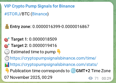 Authenticated proof of STORJ's pump signal on Binance at 07 November 2025, 02:27