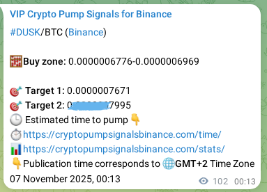 Signal verification: DUSK pump on Binance at 07 November 2025, 03:02