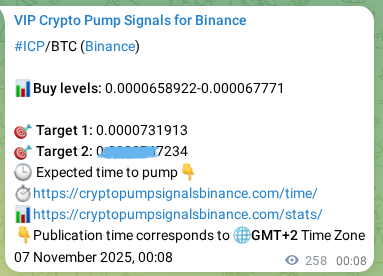 Binance exchange signal proof for ICP, 07 November 2025, 07:18
