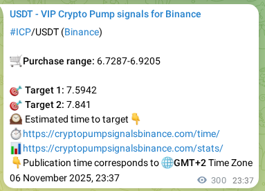 Signal proof for ICP pump on Binance at 07 November 2025, 07:55