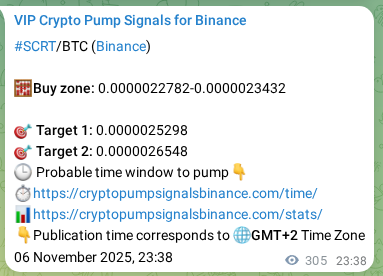 Authenticated SCRT pump signal on Binance, 07 November 2025, 08:06