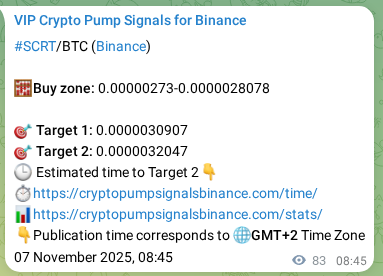 Binance trading signal confirmation for SCRT pump, 07 November 2025, 10:28