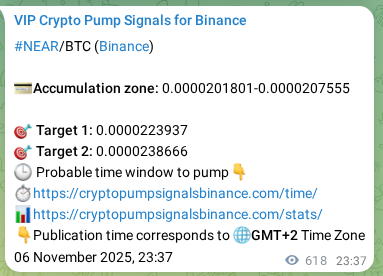 Pump signal proof for NEAR on Binance at 07 November 2025, 16:46