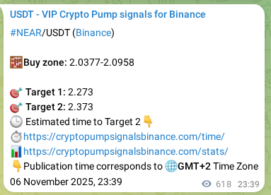 Binance signal proof for NEAR, 07 November 2025, 16:47