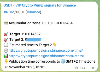 Technical authentication: NOM signal execution proof on Binance, 07 November 2025, 21:56